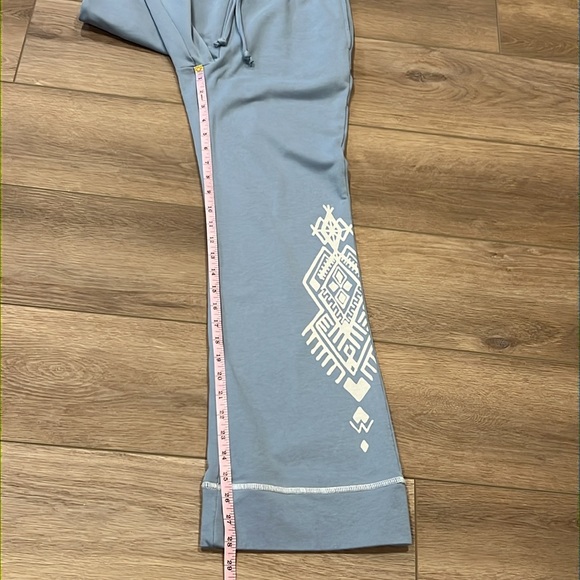 Back In The Saddle Blue Wide-Leg Sweatpants w/ White Western Geometric Design - Picture 5 of 11